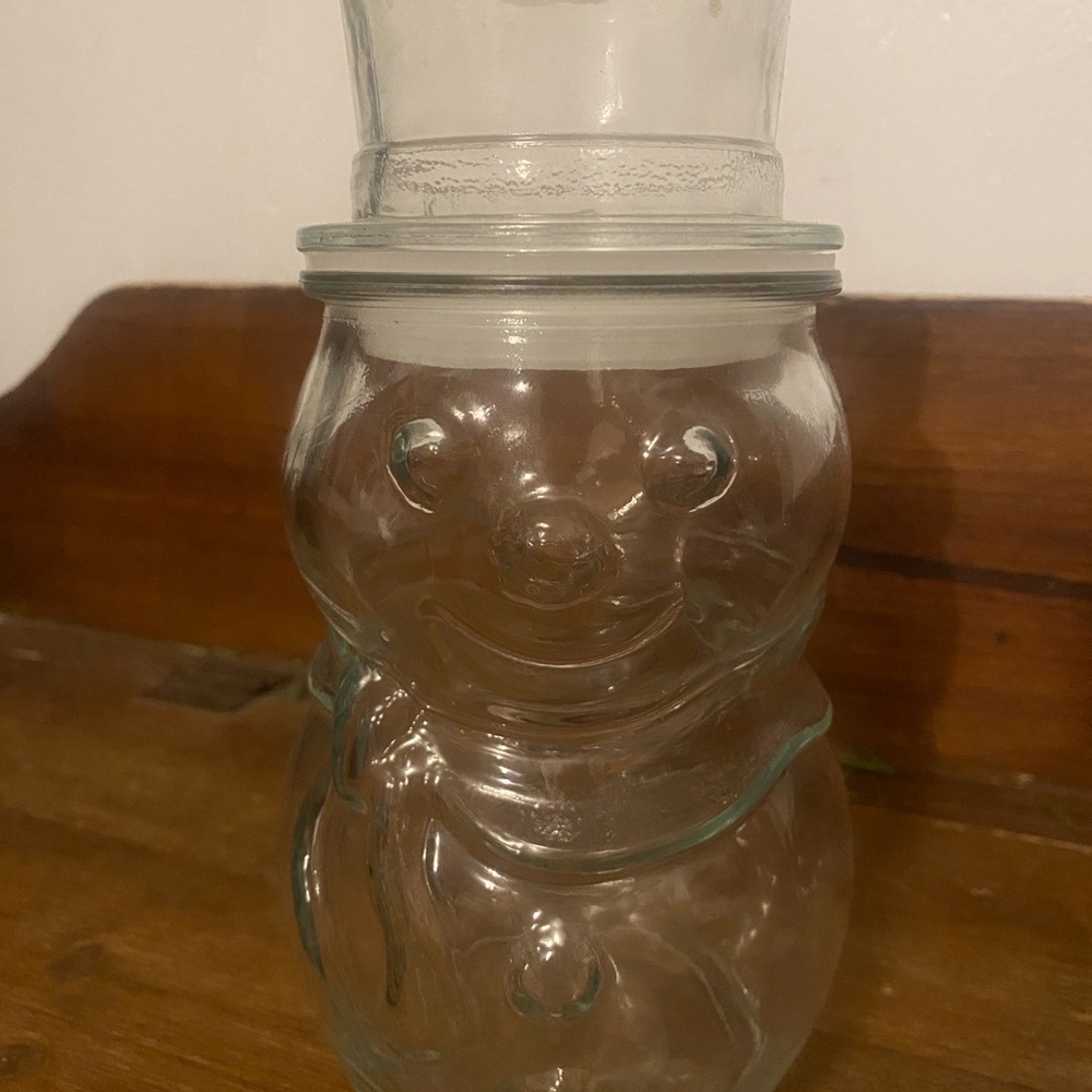 Clear Glass Snowman Jar